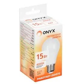 Лампа диодная A60 15Вт Е27 4000К 1350Лм ONYX (10/100)ON6015-2740