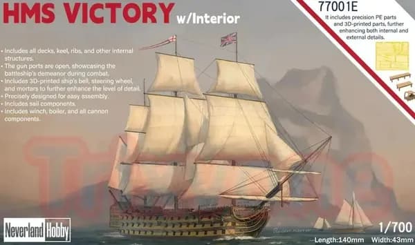 Neverland Hobby N77001E 1/700 HMS Victory, внутренняя "элитная версия" модели корабля Kit