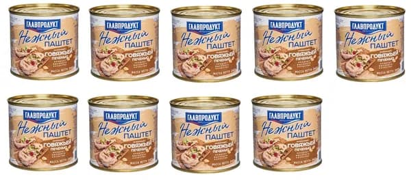 Главпродукт Паштет Нежный из говяжьей печени, 240 г, 9 шт