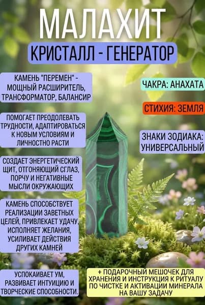 Малахит натуральный камень кристалл минерал
