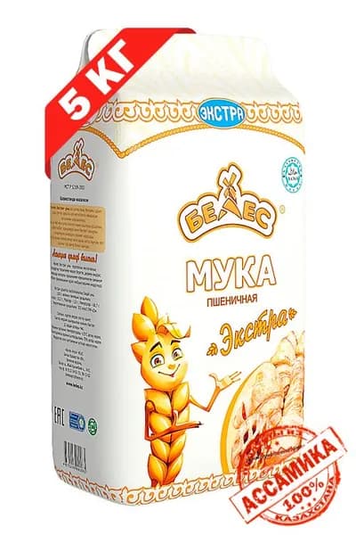 Мука пшеничная кондитерская Белес Экстра 5 кг, Казахстан, сорт Экстра
