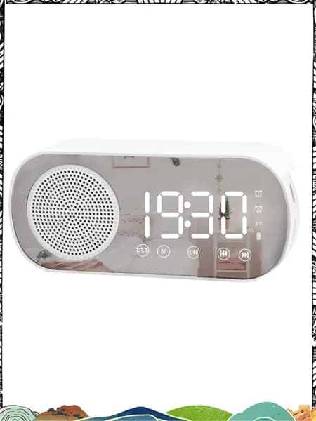 Цифровой светодиодный будильник с FM-радио и Bluetooth-динамиком, 3 уровня яркости, режим затемнения, часы повтором совместим декора