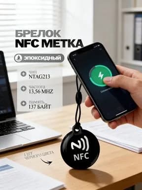 NFC метка-брелок эпоксидный для автоматизации, для amiibo, умный дом (электронная визитка) Черный цвет, 1шт.
