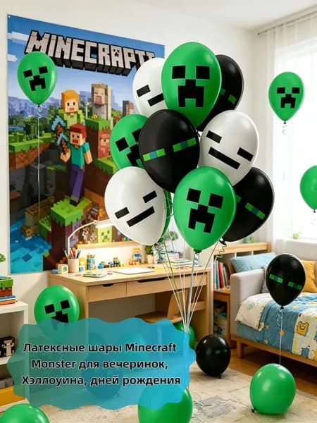 Комбинация латексных шаров Minecraft из латекса 10шт,тематическая вечеринка