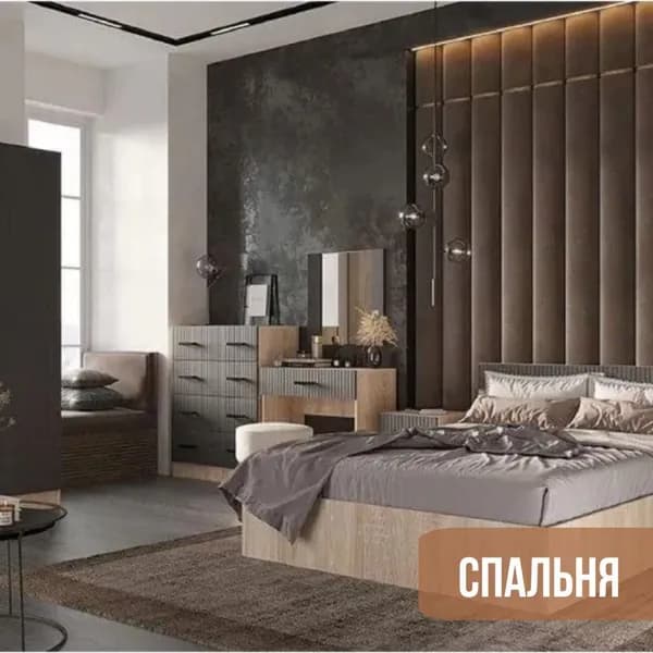 Комплект мебели для спальни Карина-6 МДФ, композиция 1, сонома/графит, арт.1205334457