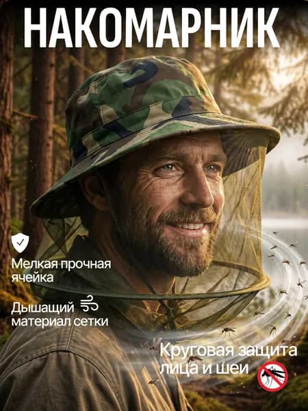 Накомарник на голову, москитная сетка на голову