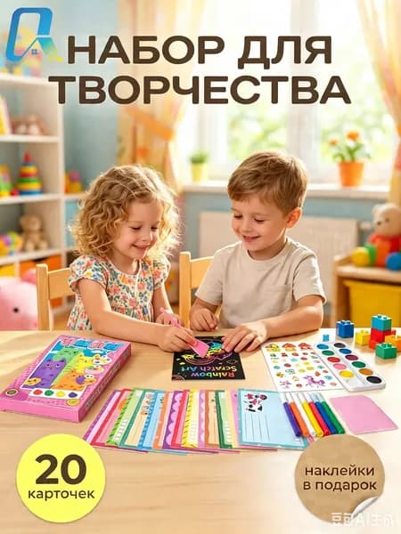 Набор для рисования и творчества, открытки своими руками-рисуем скребком