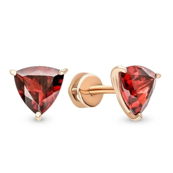 Серьги женские с гранатами из красного золота 375 пробы 585GOLD