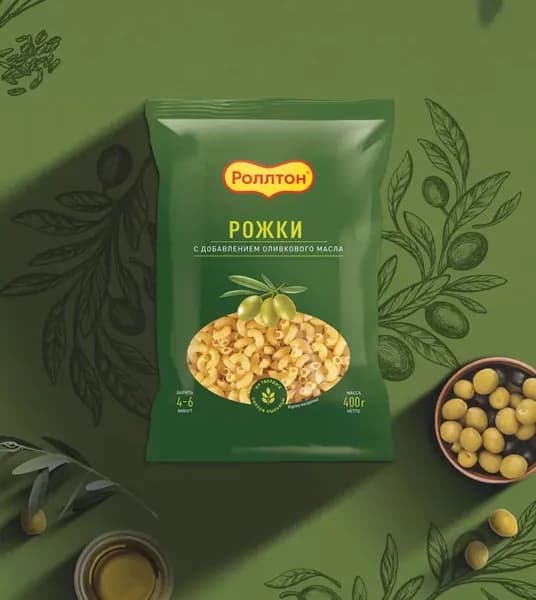 РОЛЛТОН Рожки с оливковым маслом, 400гр