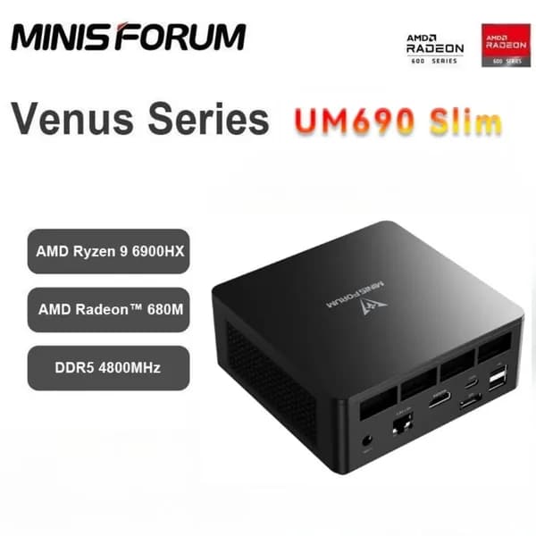 MINISFORUM Мини-ПК (AMD Ryzen 9 6900HX, RAM Отсутствует, AMD Radeon 680M, Без ОС), черный