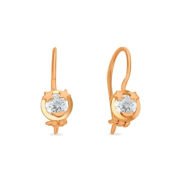 Серьги детские с фианитами из красного золота 375 пробы 585GOLD