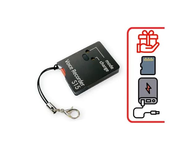 Диктофон Soroka-15.3 (mini) (E89531DI) + 2 ПОДАРКА (microSD 32Gb и Power-bank) - автономная работа от аккумулятора до 83 часов