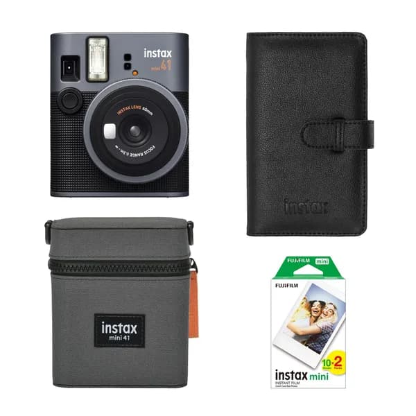 Fujifilm Instax Mini 41 Черный фотоаппарат моментальной печати, 20 кадров, сумка и альбом