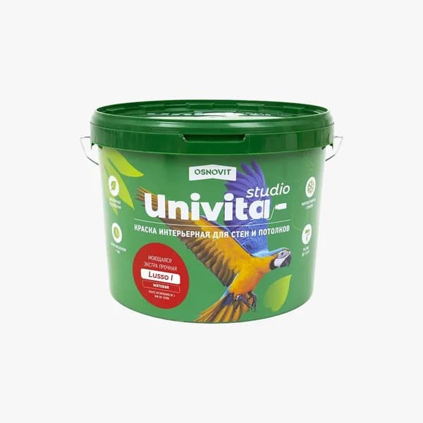 Интерьерная краска матовая моющаяся ОСНОВИТ UNIVITA STUDIO Lusso I цвет RAL 3016 (0,9л)
