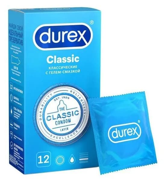 DUREX Classic Презервативы классические 12 шт