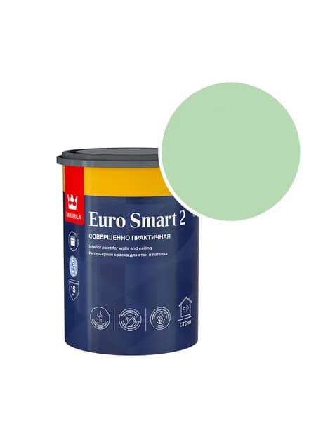 Краска интерьерная Tikkurila/Tikkivala Euro Smart 2 RAL 6019 (Бело-зелёный - Pastel green) 0,9 л