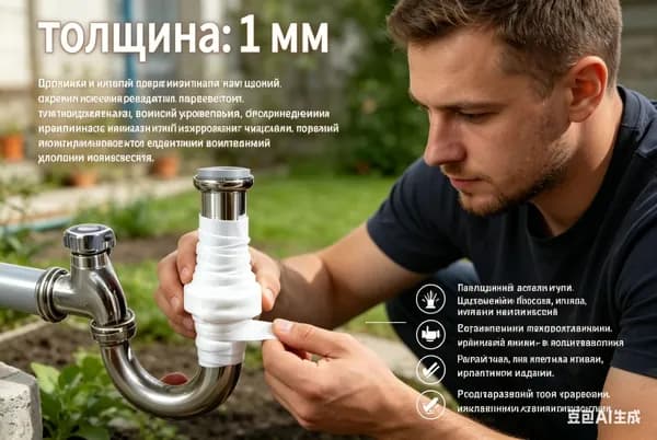Герметизирующая лента для труб ПВХ водостойкая, 100х2.5 см, 1 шт, белый уплотнитель для ремонта сантехники и устранения протечек