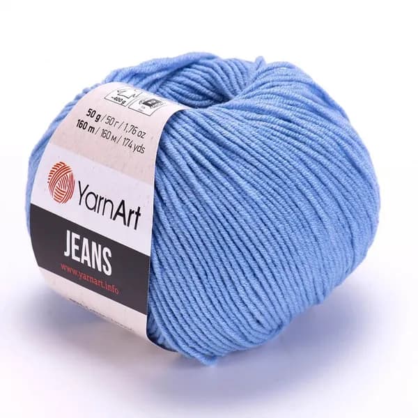 Пряжа Jeans (YarnArt) - 15 (голубой) - 1 моток, 55% хлопок, 45% полиакрил, (50г, 160м) нитки для ручного вязания