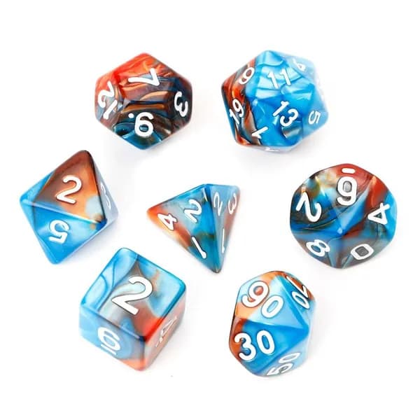 Акриловые многогранные кости для TRPG, 7 шт., Синий
