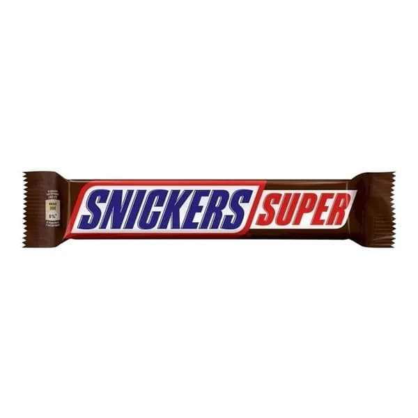 Батончик Snickers Super шоколадный с карамелью, арахисом и нугой 80 г