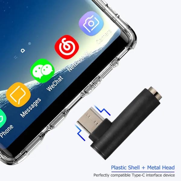 Адаптер USB-C на 3,5 мм чёрный под углом 90 градусов с функцией управления вызовами