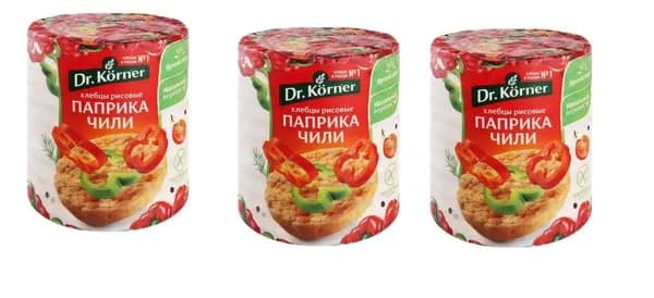 Dr. Korner Хлебцы Рисовые с паприкой и чили, 80г, 3 шт