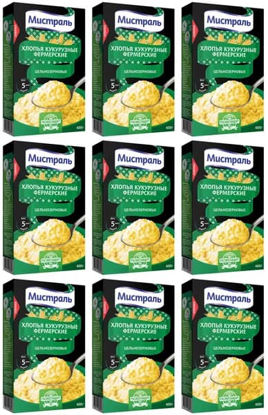 Мистраль Хлопья кукурузные Фермерские, 400 гр, 9 шт