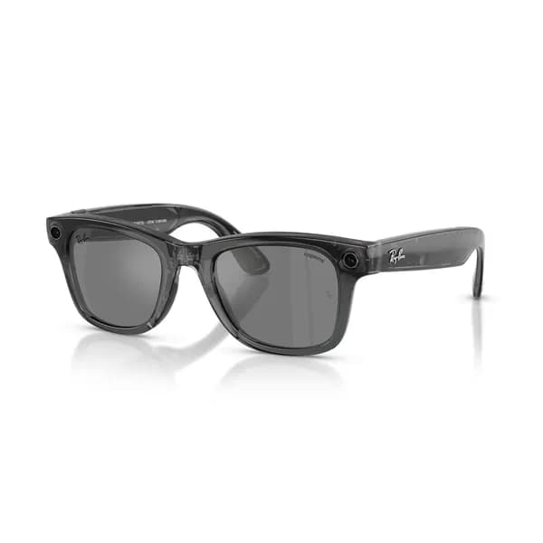 Умные очки Ray-Ban Wayfarer (Gen 1), ограниченное издание Coperni, размер 50-22-150, зеркальные линзы Gray Mirror, оправа Shiny Transparent Black. Товар уцененный