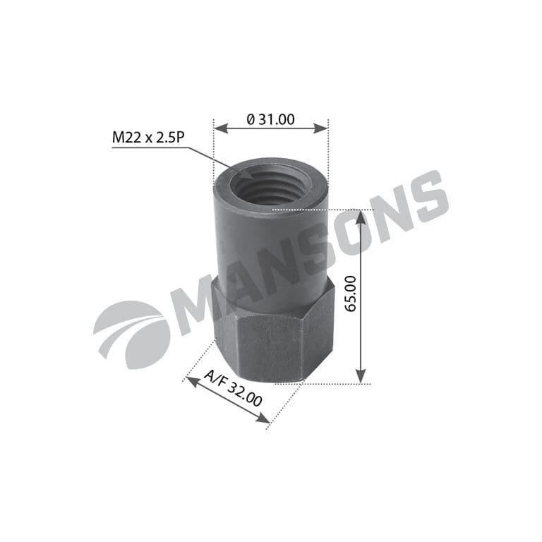 Гайка scania стремянки (m22х2.5 h 65мм sw32) mansons