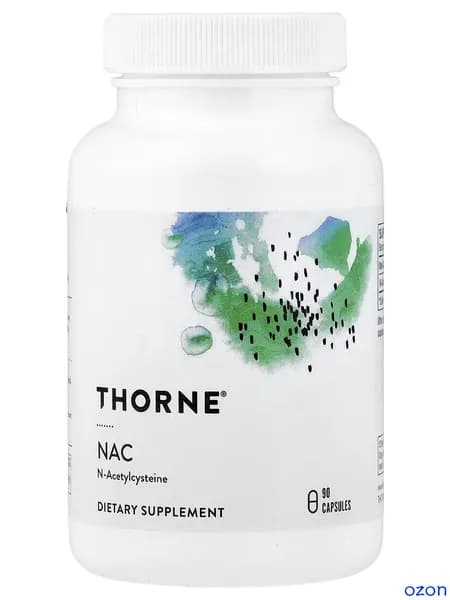 NAC aцетилцистеин Thorne NAC 500 мг для регуляции процесса детоксикации 90 капсул