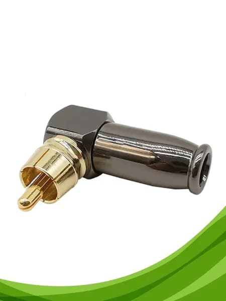 Износостойкий позолоченный RCA штекер под прямым углом для видеокабеля