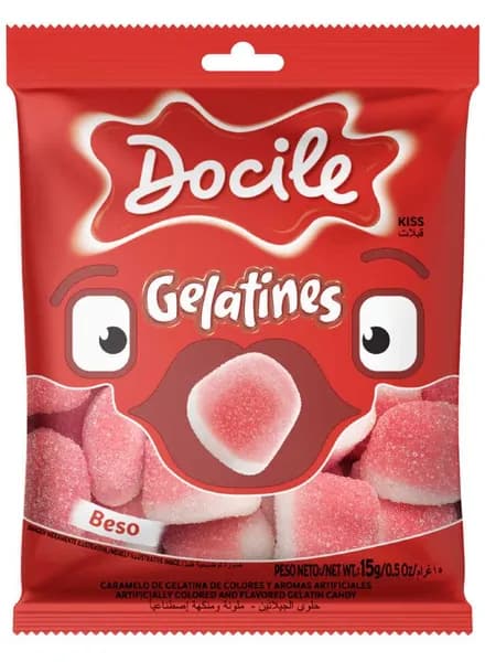 Жевательный мармелад DOCILE GELATINES KISS (ПОЦЕЛУИ со вкусом клубники) /пакет 15г