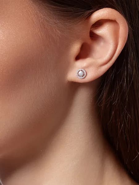 Серьги женские серебрянные, 925 проба, родированные
