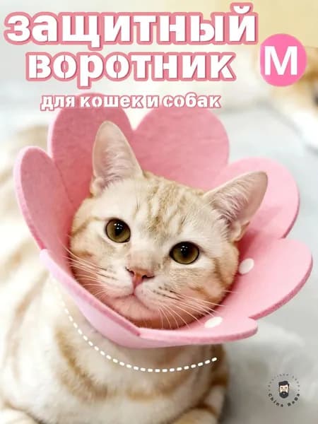Защитный ошейник для кошек и собак, елизаветинский ошейник, розовый, размер M.
