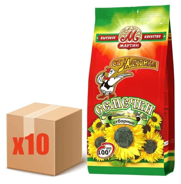 Семечки От Мартина отборные без соли, 100г х 10шт