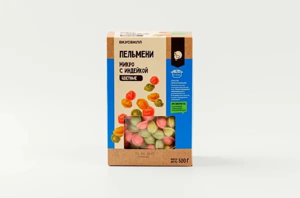 Пельмени микро с индейкой цветные, зам. 500 г