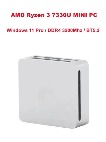 Мини-ПК R3 7330U  мини ПК (AMD Ryzen 3 7330U, RAM 8 ГБ, SSD 256 ГБ, AMD Radeon, Windows 11 Pro), 中国, серебристый