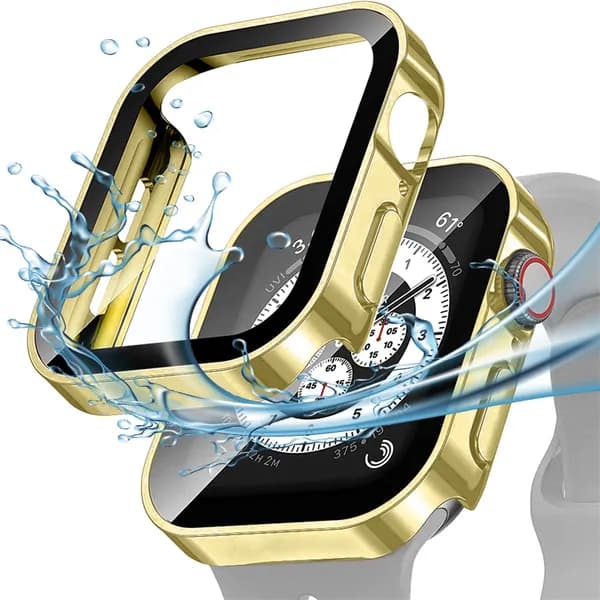 Чехол на умные часы Apple Watch 45 мм, Чехол для Apple watch series 7 8 9, Противоударный тонкий бампер с защитой от повреждений, грязи и отпечатков,Гальваническая оболочка + закаленная пленка