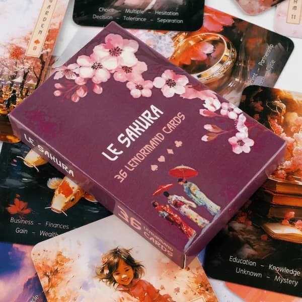 Le Sakura Lenormand Oracle Cards,Открытки оракула Ле Сакуры Ленорман