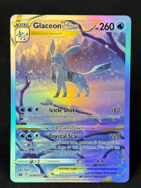Портативные карты PKM S Настройка и прокси высококачественной фольги Glaceon VSTAR Crown Zenith#GG40