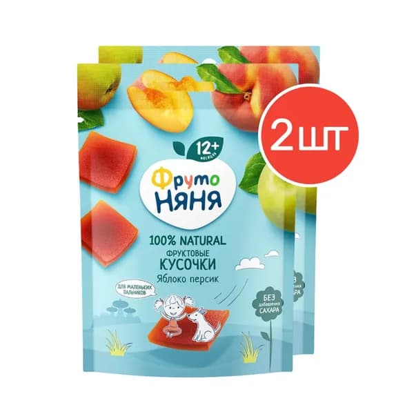 Фруктовые кусочки яблоко-персик ФрутоНяня с 12 месяцев 53 г 2 шт
