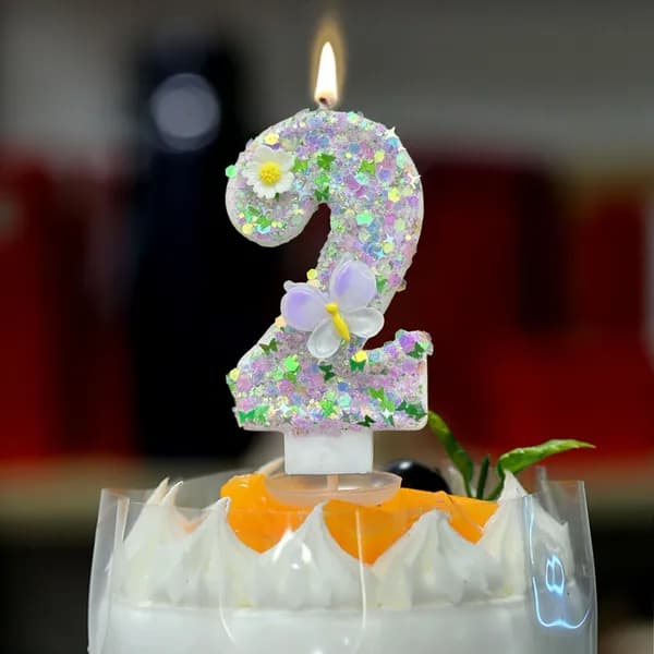 Свечи для торта цифра 2 "Без отдушки", 7 см х 4 см, 1 шт