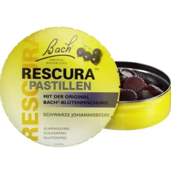 Bach, RESCUE REMEDY, Успокаивающие пастилки, природное снятие напряжения,черная смородина, 50 г