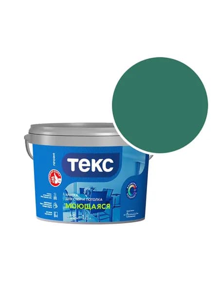 Краска моющаяся Текс Профи RAL 6000 (Патиново-зелёный - Patina green) 1,8 л