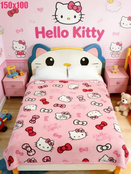Плед плюшевый HelloKitty , Фланель, 75 см х 100 см