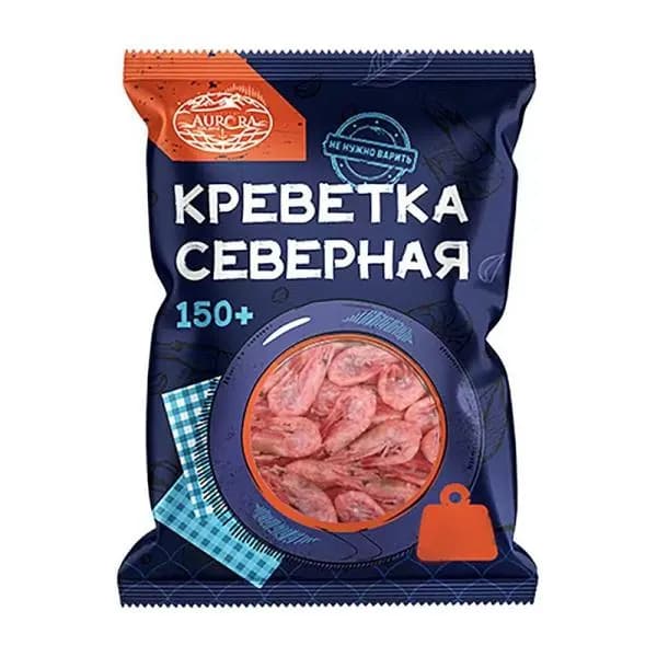 Креветка Aurora северная неразделанная варено-мороженная 150+ 750г