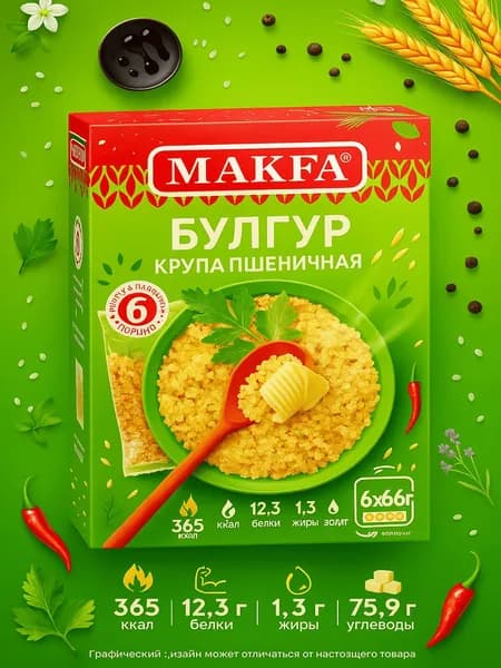 Булгур MAKFA в пакетиках, 6х66г
