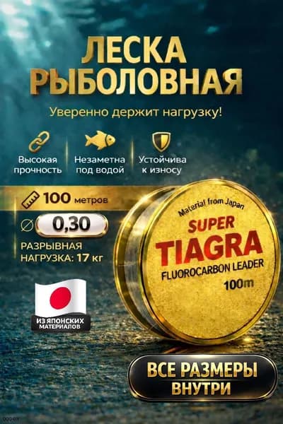 Леска для рыбалки, размотка: 100 м, толщина: 0.3 мм