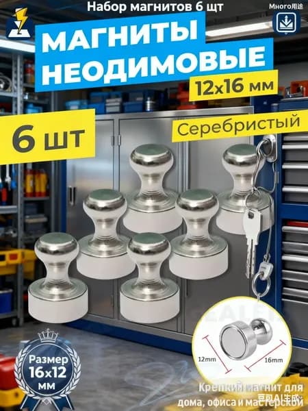 Набор магнитов, 6 штук. Размер 16х12мм