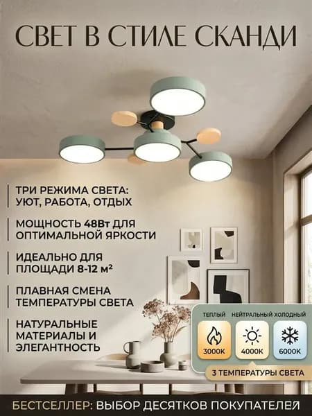 Люстра потолочная светодиодная LED 48Вт